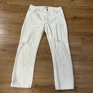 Acne Studios Pop White Trash Jeans Distressed Ripped Straight Leg Women 28